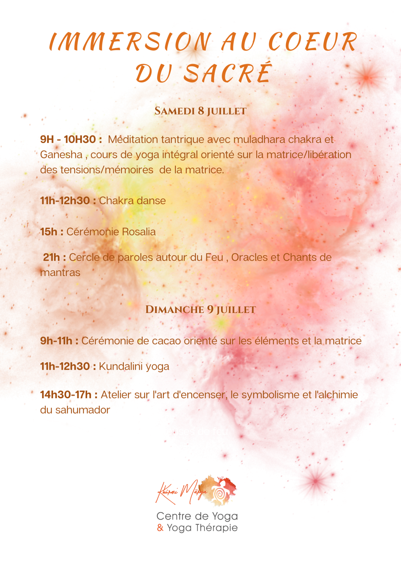Immersion au coeur du sacré Programme