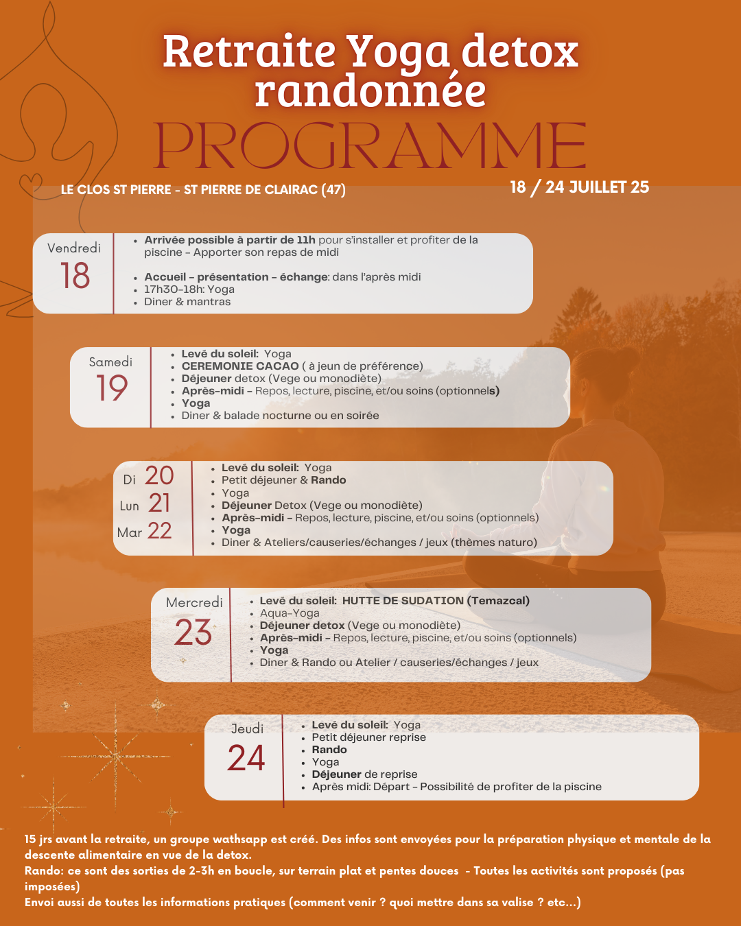 Programme retraite yoga detox et rando